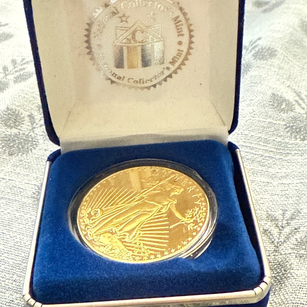 National Mint Liberty Proof Gold Coin in Blue Velvet Display Box